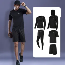 Set Workout Running Sets Men 5 Pieces Set Compression Basketball Tights Sports Sym Gym Fitness Tracksuit Clothing Sportswear