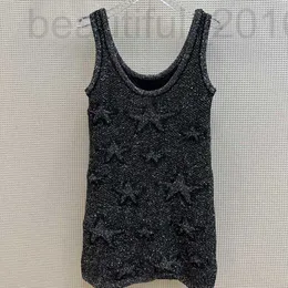 Women's Tanks & Camis designer 2023 Winter Heavy Industry Pearl Embroidered Five pointed Star Vest Skirt High end Vacation Fashionable Girl Knitted Dress 459S