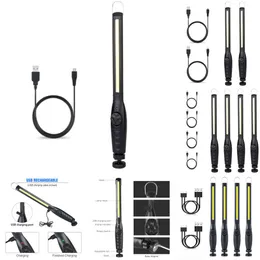 Nowa Praca LED COB Prace USB ładowna latarka Magnetyczna Baza magnetyczna 360 Rotary Car Repairing Home Garaż na zewnątrz światło awaryjne