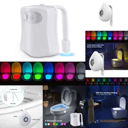 Nuova notte a 8 colori Smart Pir Motion Sensor Waterproof Night per ciotola Lampada da bagno Light