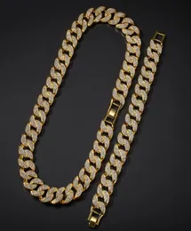 Hiphop bling kedjor smycken män guldarmband halsband is ut miami kubansk länk kedja3465657