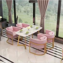 New Stock Modern Luxury Restaurant Pink Coffee Shop Furniture Cocktail Sofa Table and Chair Sets Kitchen Table and Chairs