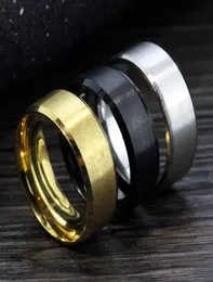 Anelli di banda in acciaio inossidabile intero da 50 pezzi anelli in argento oro larghezza nera da 8 mm per uomini donne gioielli di moda nuovissimi 4642019