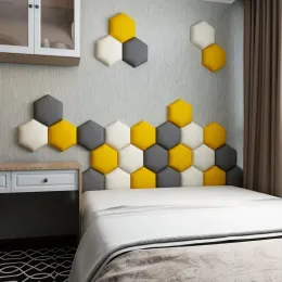 3D Wall Stickers Hexagonal Bed Headboard Kids Room Decor Soft Bag Bedroom Front Panels Self-adhesive Wallpaper Decals Cabecero
