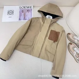 Women's Jackets Autumn/winter Niche Design with Leather Accents on the Chest Decorative Hooded Small Short Warm Cotton Jacket