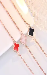 18K Rose Gold Charm Bracelets Earrings Rings Pendant Necklaces Set Luxury Clover Lovely Link Bracelet Jewelry for Women Valentine 5353054