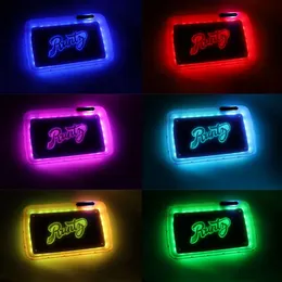 Backwoods Runtg LED Glow Tobacco Rolling Tray Party Rökningstillbehör Laddningsbar färgglad ljus Square Herb Grinder förvaringsplatta Packag Paper Box Gift