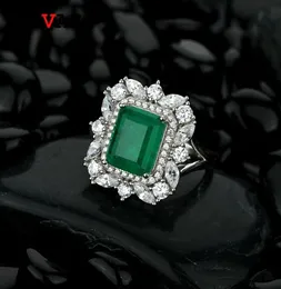 OEVAS 100 925 Sterling Silver Synthesis Emerald Wedding Rings For Women Sparkling High Carbon Diamond Party Fine Jewelry Gifts1835833