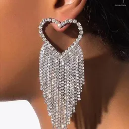 Серьги с свиньями 2024 Shining for Women Fashion Long Tassel Heart Clystone Свадебной кулон Христаллические ювелирные украшения аксессуары