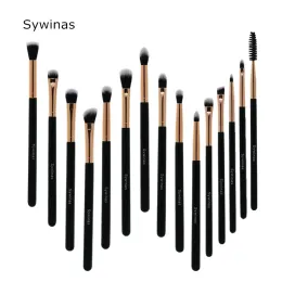 Schatten Sywinas Make -up -Bürstenset 15pcs Professionelle Make -up -Pinsel Lidschatten Augenbrauen Augen -Make -up -Pinsel -Set -Werkzeug -Kit.