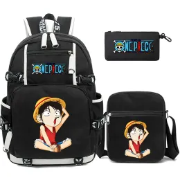 3pcs/Set Anime One Piece Big Mapine рюкзак рюкзак обезьяна D. Luffy Teenagers Студенческая школьница для мальчика девочка Rucksacks обратно в школу