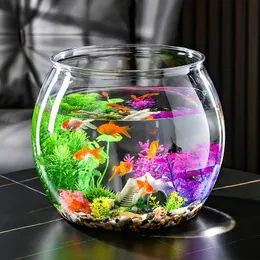 Fish Tank Bowl Liten Shatterproof Fish Tank för Betta Fish Mini Aquarium för vardagsrum Lägenhetskontor Hem för guldfisk