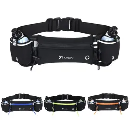 Väskor Hydration Running Belt Midjepåsar med flaskor flera fickor Pouch Belt Outdoor Sports Fanny Telefonpaket Träning Midja påse