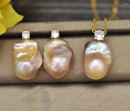 Dangle Earrings Z13174 Set 20mm Pink Lavender Baroque Keshi Reborn Pearl Stud Earring Pendant CZ Custom Jewelry