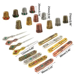 Vintage Metal Needle Case Sewing Thimble Rings Stylish Sewing Tool för DIY -entusiaster Praktiskt fingerskydd