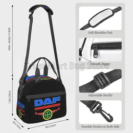 DAF Logo Print Insulated Lunch Bag for Boys Girls Reusable Portable Thermal Bento with Adjustable Shoulder Strap for Work Travel