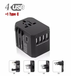 USB -Typ -C -Fahrstopper -Adapter 5 USB -Anschlüsse 4 USB Typ A 1Typ C -Wandladegerät für Typ I C G A Outlets EU Euro US UK8849955