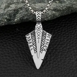 Colares pendentes Design Projeto de aço inoxidável Vikings Arrowhead para homens colar de jóias pagãs de jóias nórdicas Odin Rune