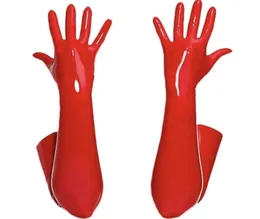 Rękawiczki błyszczące mokre wygląd długie seksowne rękawiczki lateksowe dla kobiet bdsm seks extoic noc gotycki fetysz zużycie ubrania m xl czarny czerwony 22088442872