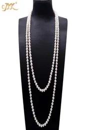 JYX Pearl Sweater Necklaces Long Round Natural White 89mm Natural Freshwater Pearl Necklace Endless charm necklace 328 2011043163159