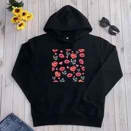 Tasarımcı Kadın Hoodies Sweatshirts Sıcak Sevgililer Günü Kiss Me Ruj Mektubu Baskı Renkli Baskı Hoodie