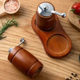 Creative Barrel Pepper Mill Set Solid Wood Manual Sea Salt Black Pepper Grinder Hushåll Kök Nyr Black Peppercorns Mill