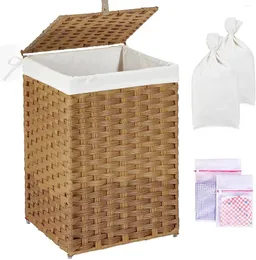 Laundry Bags Japanese Style Double Lattice Imitation Rattan Basket Household Storage Polyester Cotton Inner Bag OrganizerZB295