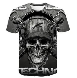 Skull T Shirt Men Skeleton Tshirt Punk Rock Tshirt Gun T Shirts 3D Print Tshirt Vintage Men Clothing Summer Tops Plus Size 6XL9158036