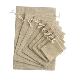 Gift Wrap 50pcs Jute Bags Cotton Linen Jewelry Drawstring Packaging Pouch Display Wedding Sack Burlap 7x9 9x12 10x14cm