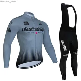 Jersey Cycling Sets Tour de Włochy Ditalia Cycling Jersey Set Prium anty-UV Manica Lunga Downhill Suit Autunno Quick Dry Pro Unifor L48