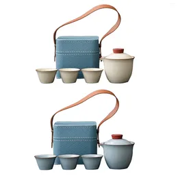 Tee -Sets tragbares Reise -Tee -Set Keramik -Topf Teetassen Porzellan Chinesische Teekanne für geschäftliche Outdoor -Camping -Camping -Autofahrten