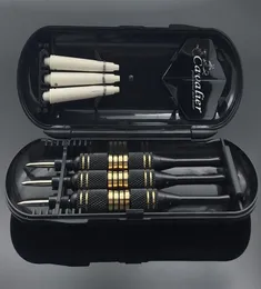3pcsset Professional Darts Carry Box 24g 25g schwarz goldene Farbe Stahlspitze mit Messing Darts Schächten2444231