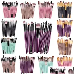 Makeup Brushes 15st Set Professional Plastic Handle Moft Synthetic Hair Powder Foundation Eyeshadow Make Up Cosmetics Drop Delivery DHX5T