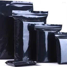 Torby do przechowywania 100pcs/Set Reaealable Cafy Powder Pack Bag Pakiet Wymię zapach Płaskie torebki Czarne małe folia aluminium mylar