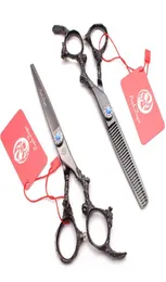 9005 55quot JP 440C Purple Dragon Black Professional Hairdressing Scissors Straight Shears Thinning Scissors Salon Hair8343451