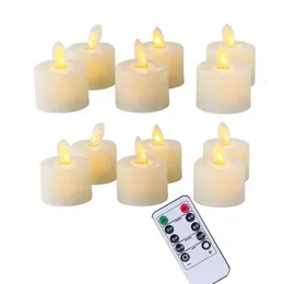 Packung mit 6 oder 12 Fernbedienung kleine Teelichter Home Decorative Candlesfake Realistic Warm White Dancing LED Swing Candle Light 240412