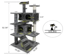 52 quot Cat Tree Tower Tower Pet Kitty Furniture z drapiącymi słupkami Dders6431329313152