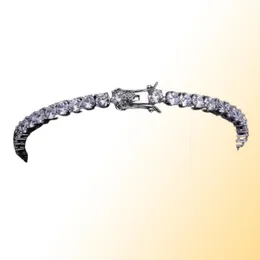 Tenis Bracelets Biżuteria Hip Hop luksus Bling 4 mm cyrkon moda moda mężczyźni kobiety Rhodium 18K Gold Drop dostawa av9e06950391