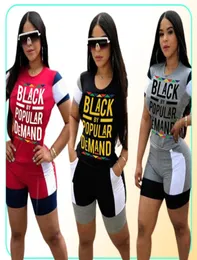 Schwarz von der beliebten Nachfrage Sleep Lounge Frauen Trailsan Kurzärmeles T -Shirt Shorts Zwei Stücke Sets Outfits Mode Casual Sport SUI1208494