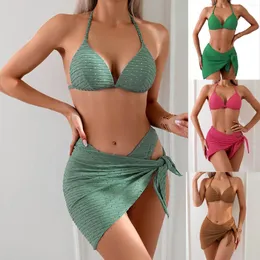 Roupas de banho feminina fã de moda de moda DOT Bikini sólido define renda para trás na tampa de praia sem costura Tampa de praia de traje de banho