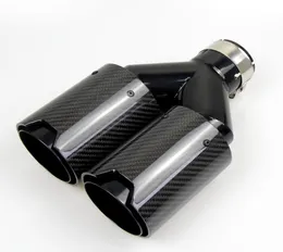Dubbel kolfiberavgasrör svart rostfritt stål Universal End ljuddämpare för BMW3952654