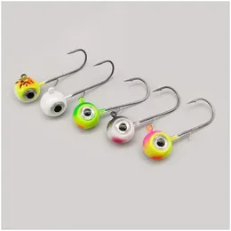 Fishing Hooks Big Eyes Jig Head With Mustad Hook 1.8G10G Fish Fishhook For Soft Worm Tackle Diy Kit Drop Delivery Sports Outdoors Dhijg
