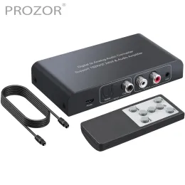 커넥터 Prozor 192kHz DAC 디지털 - 아날로그 오디오 변환기 IR 원격 제어 광학 TOSLINK 동축에 RCA 3.5mm 잭 어댑터
