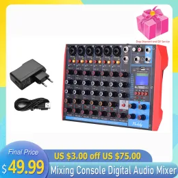 Mixer Ag8 8channel Mixing Console 6channe Digital Audio Mixer Builtin 48vphantom Power Sound Mixer for Recording Broadcast Karaoke