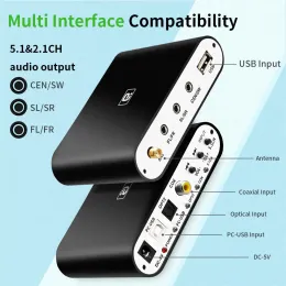 Connectors DA615U 5.1CH Audio Decoder Bluetooth 5.0 Reciever DAC Беспроводной аудио -адаптер оптический коаксиальный