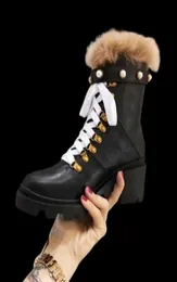 Nowe przybycie damskie Winter Sonw Kids Martin Botows Pearl Wool High Obcing 6cm 100 Oryginalny skórzany rozmiar rozmiar 35408391755