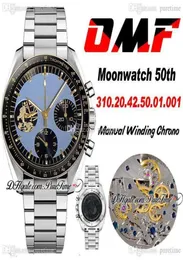 OMF Moonwatch Apollo 11 50th Anniversary Limited Manual Winding Chronograph Mens Watch Black Dial SS Bracelet Edition Puretim9044202