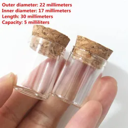 Storage Bottles 50 Pieces 22 30mm 5ml Mini Glass Bottle Test Tube Cork Stopper Spice Container Small DIY Jars Vial Tiny