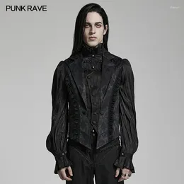 Men's Vests PUNK RAVE Gothic Gorgeous Lace Decoration Asymmetric Lapel Waistcoat Unique Pointed Outline Elements Party Long Sleeve Top