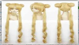 Kız Sailor Moon Cosplay Kostümleri Peruk Tsukino Usagi ve Prenses Serenity Bukleleri Saç ısısına dayanıklı saçlar giyiyor 2465842
